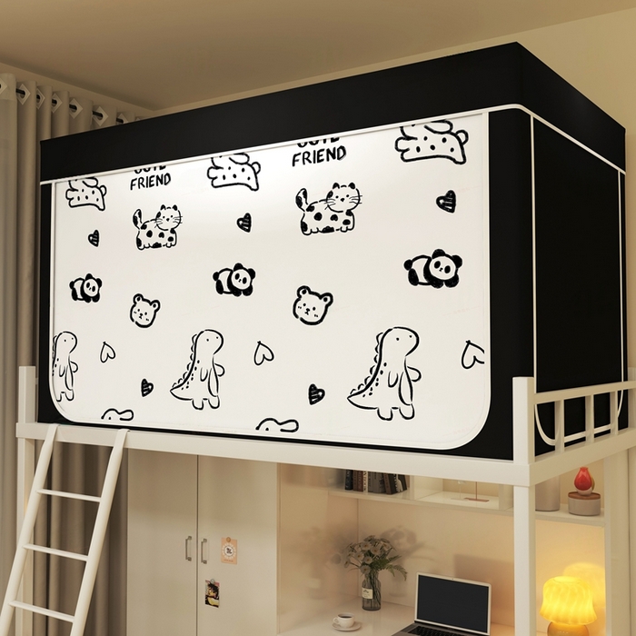 91家纺网 家纺一手货源 找家纺 宅部落 2025新款学生床帘宿舍上下铺床帘式印花强遮光学生蚊帐-印花系列 动物世界