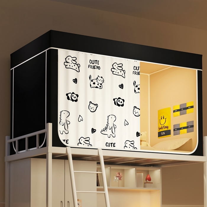 91家纺网 家纺一手货源 找家纺 宅部落 2025新款学生床帘宿舍上下铺床帘式印花强遮光学生蚊帐-印花系列 动物世界