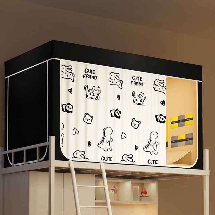 91家纺网 家纺一手货源 找家纺 宅部落 2025新款学生床帘宿舍上下铺床帘式印花强遮光学生蚊帐-印花系列 动物世界