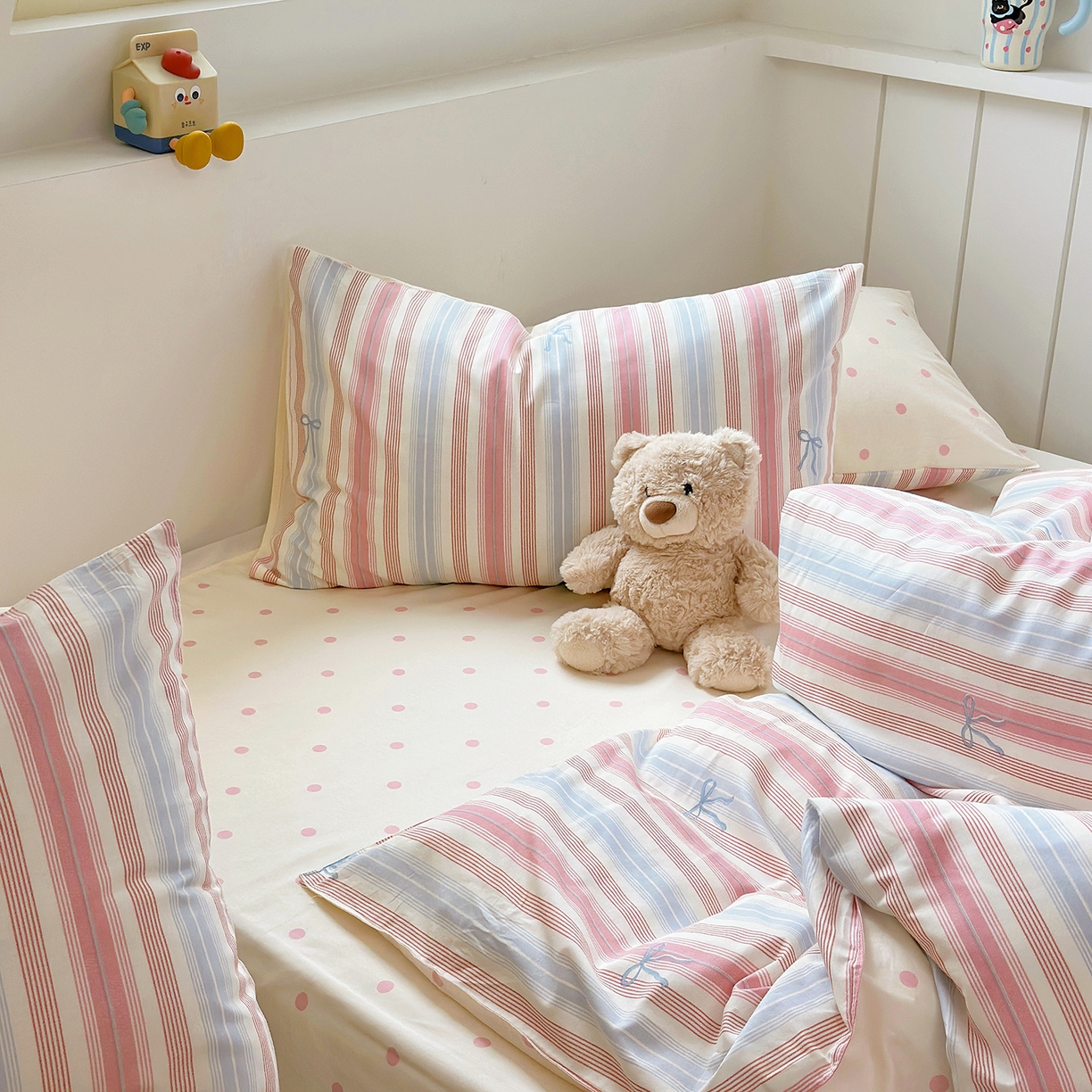 91家纺网 家纺一手货源 找家纺 麦伦家居 2025春夏新款全棉纯棉斜纹40s13372系列-简约条格系 五彩条纹