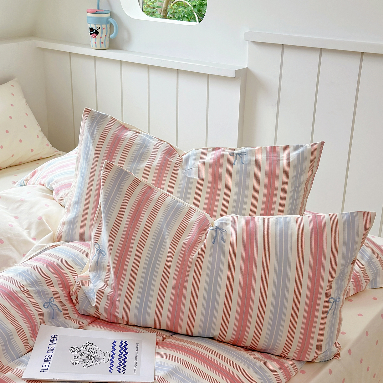 91家纺网 家纺一手货源 找家纺 麦伦家居 2025春夏新款全棉纯棉斜纹40s13372系列-简约条格系 五彩条纹