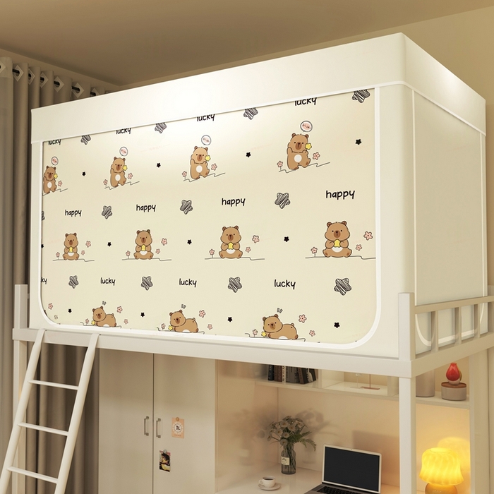 91家纺网 家纺一手货源 找家纺 宅部落 2025新款学生床帘宿舍上下铺床帘式印花强遮光学生蚊帐-印花系列 卡皮巴拉A