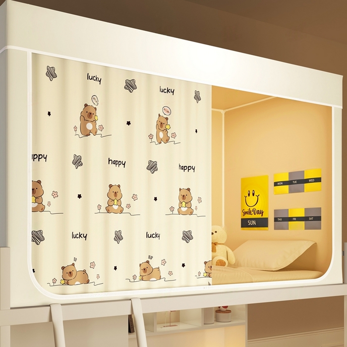 91家纺网 家纺一手货源 找家纺 宅部落 2025新款学生床帘宿舍上下铺床帘式印花强遮光学生蚊帐-印花系列 卡皮巴拉A