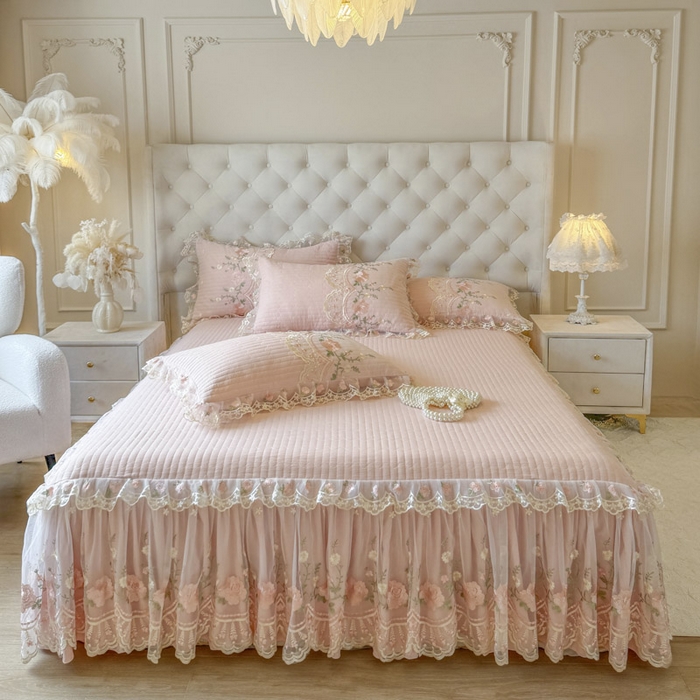 91家纺网 家纺一手货源 找家纺 恋尚 2025春夏新款香云纱床裙单床裙床裙单件-莫妮卡（控价130起） 莫妮卡-清新玉