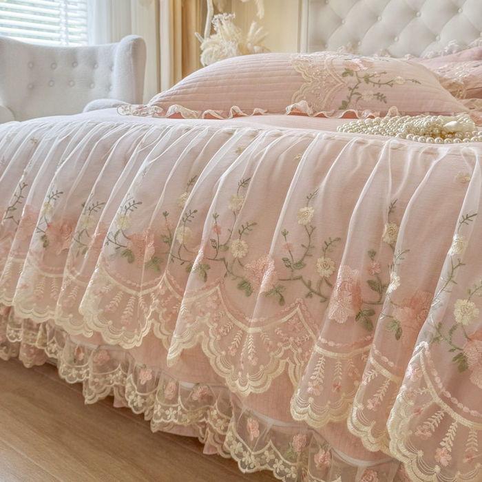 91家纺网 家纺一手货源 找家纺 恋尚 2025春夏新款香云纱床裙单床裙床裙单件-莫妮卡（控价130起） 莫妮卡-清新玉