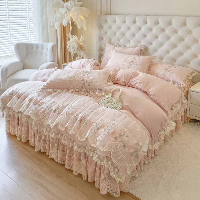 91家纺网 家纺一手货源 找家纺 恋尚 2025春夏新款香云纱床裙单床裙床裙单件-莫妮卡（控价130起） 莫妮卡-清新玉