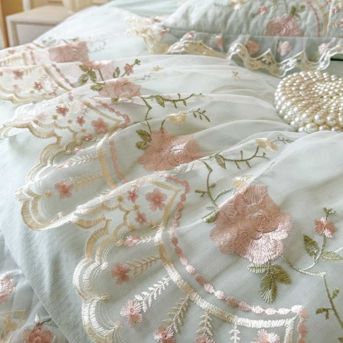 91家纺网 家纺一手货源 找家纺 恋尚 2025春夏新款香云纱床裙单床裙床裙单件-莫妮卡（控价130起） 莫妮卡-香草绿