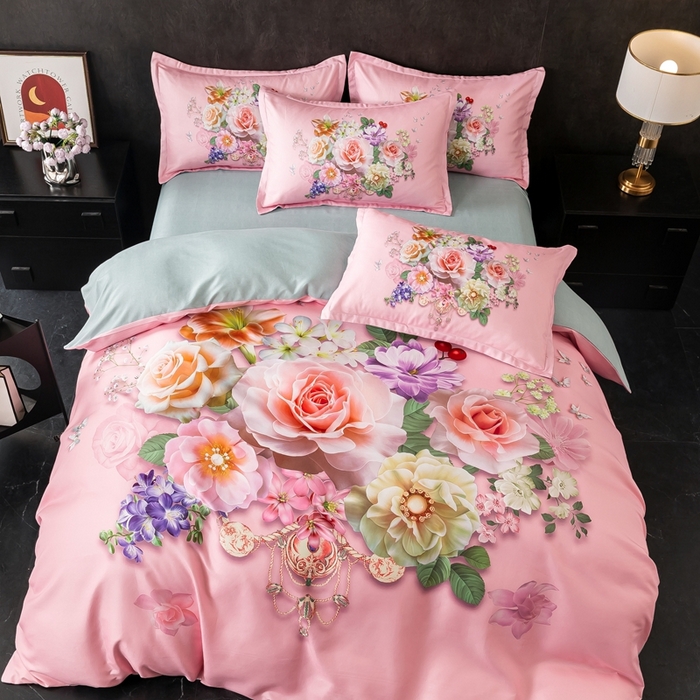 91家纺网 家纺一手货源 找家纺 （总）大麦乐田 2025秋冬新款大版花卉四件套直播爆款