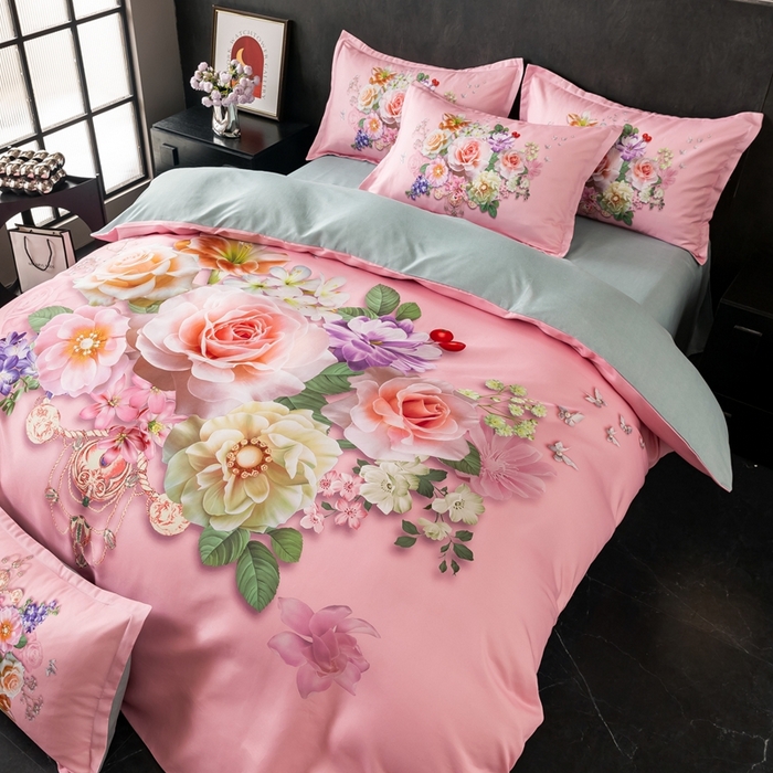 91家纺网 家纺一手货源 找家纺 （总）大麦乐田 2025秋冬新款大版花卉四件套直播爆款