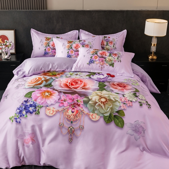 91家纺网 家纺一手货源 找家纺 （总）大麦乐田 2025秋冬新款大版花卉四件套直播爆款