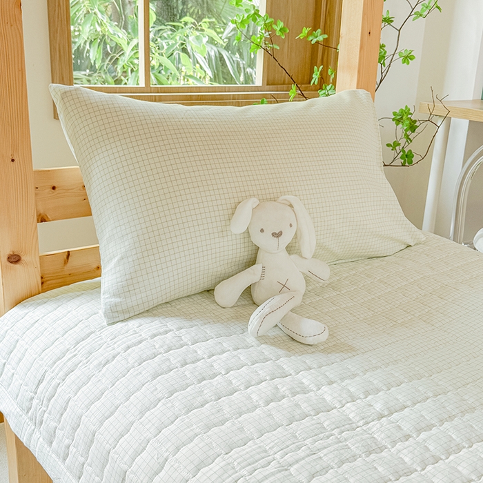 91家纺网 家纺一手货源 找家纺 拾物记 2025新款全棉纯棉色织水洗棉床盖学生宿舍三件套上下铺三件套 米乐绿