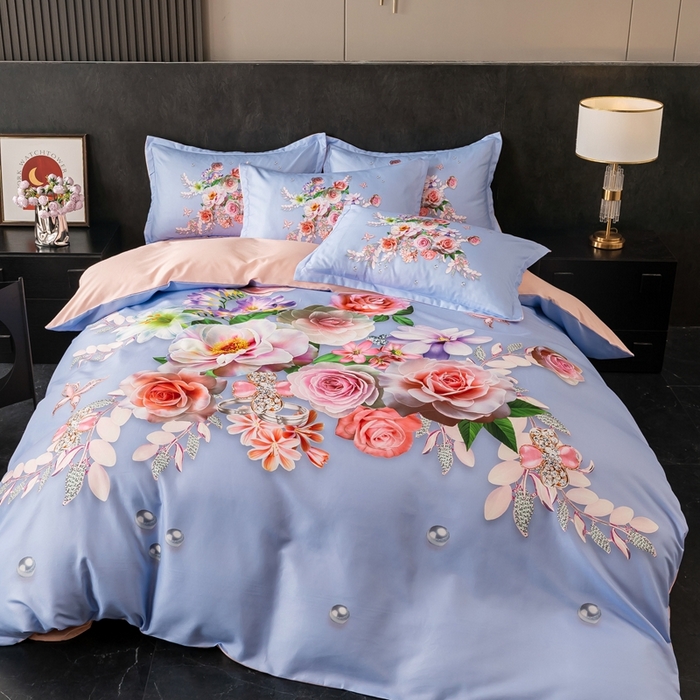 大麦乐田 2025秋冬新款大版花卉四件套直播爆款 百花齐放 紫兰