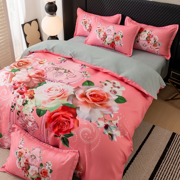 91家纺网 家纺一手货源 找家纺 大麦乐田 2025秋冬新款大版花卉四件套直播爆款 天香国色