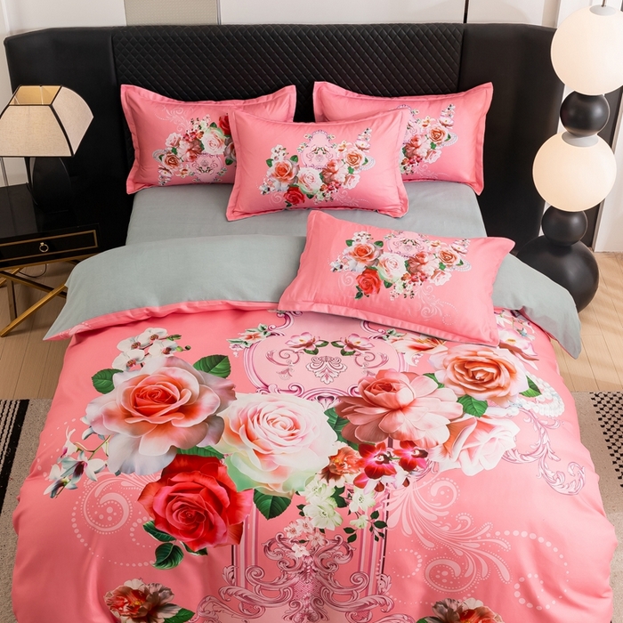 91家纺网 家纺一手货源 找家纺 大麦乐田 2025秋冬新款大版花卉四件套直播爆款 天香国色