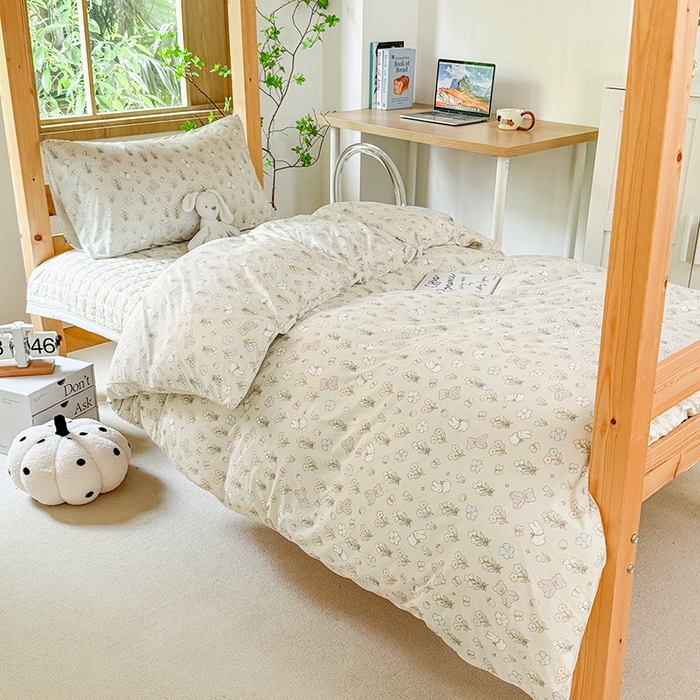 91家纺网 家纺一手货源 找家纺 （总）拾物记 2025新款亲肤针织棉床盖学生宿舍三件套上下铺三件套