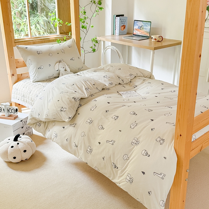 91家纺网 家纺一手货源 找家纺 （总）拾物记 2025新款亲肤针织棉床盖学生宿舍三件套上下铺三件套