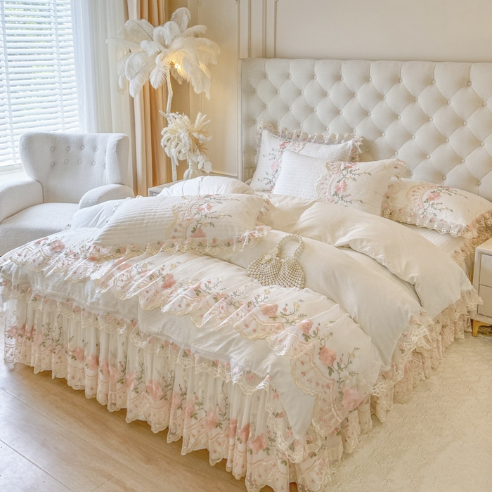 91家纺网 家纺一手货源 找家纺 （总）恋尚 2025新款香云纱床裙四件套系列-莫妮卡