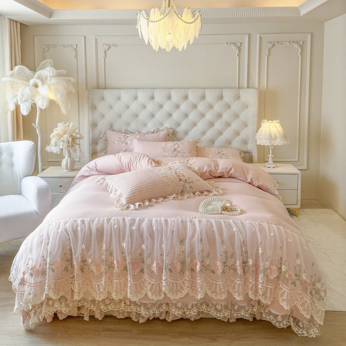 91家纺网 家纺一手货源 找家纺 （总）恋尚 2025新款香云纱床裙四件套系列-莫妮卡