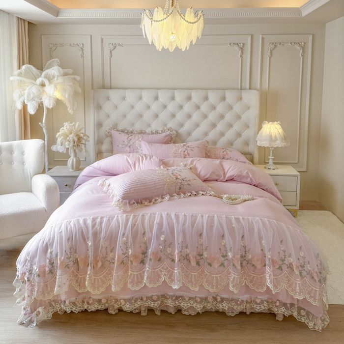 91家纺网 家纺一手货源 找家纺 （总）恋尚 2025新款香云纱床裙四件套系列-莫妮卡