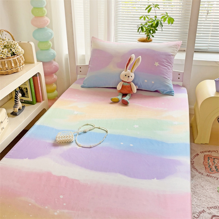 91家纺网 家纺一手货源 找家纺 名兮家居 2025新款全棉纯棉13372学生印花上下铺床笠单床笠单品床笠单件床笠 彩色天空