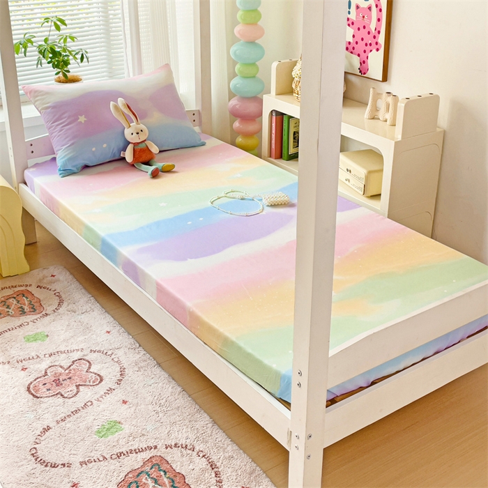 91家纺网 家纺一手货源 找家纺 名兮家居 2025新款全棉纯棉13372学生印花上下铺床笠单床笠单品床笠单件床笠 彩色天空