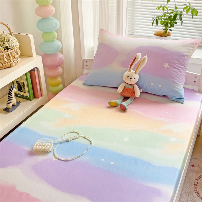 91家纺网 家纺一手货源 找家纺 名兮家居 2025新款全棉纯棉13372学生印花上下铺床笠单床笠单品床笠单件床笠 彩色天空