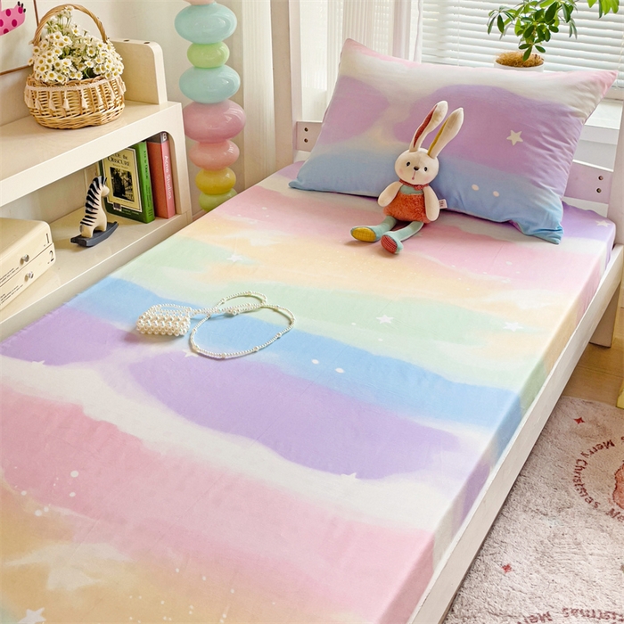 91家纺网 家纺一手货源 找家纺 名兮家居 2025新款全棉纯棉13372学生印花上下铺床笠单床笠单品床笠单件床笠 彩色天空