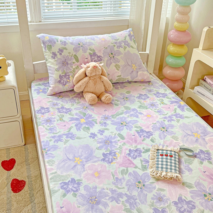 91家纺网 家纺一手货源 找家纺 名兮家居 2025新款全棉纯棉13372学生印花上下铺床笠单床笠单品床笠单件床笠 初秋紫