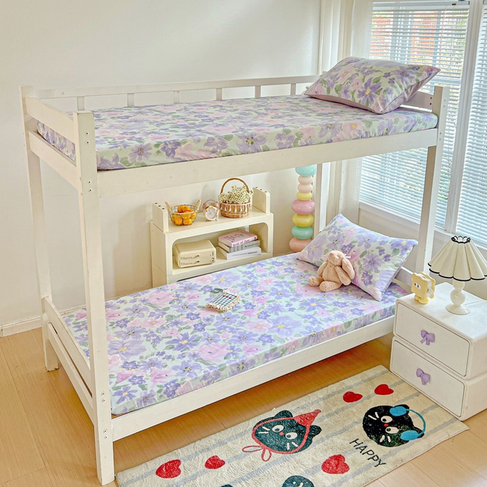 91家纺网 家纺一手货源 找家纺 名兮家居 2025新款全棉纯棉13372学生印花上下铺床笠单床笠单品床笠单件床笠 初秋紫