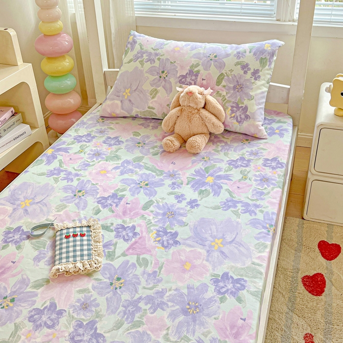 91家纺网 家纺一手货源 找家纺 名兮家居 2025新款全棉纯棉13372学生印花上下铺床笠单床笠单品床笠单件床笠 初秋紫