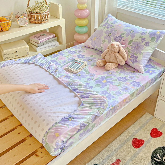 91家纺网 家纺一手货源 找家纺 名兮家居 2025新款全棉纯棉13372学生印花上下铺床笠单床笠单品床笠单件床笠 初秋紫