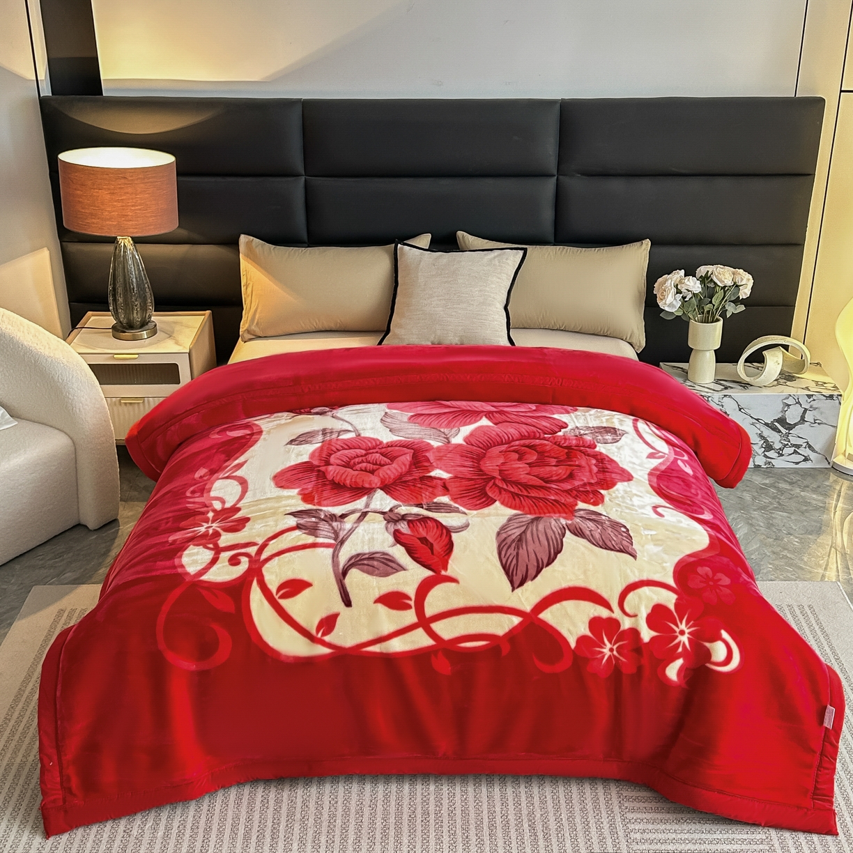 91家纺网 家纺一手货源 找家纺 （总）法莱妮毛毯 2025新款双层加厚拉舍尔毛毯 婚庆 单双人 厂家直销可定制