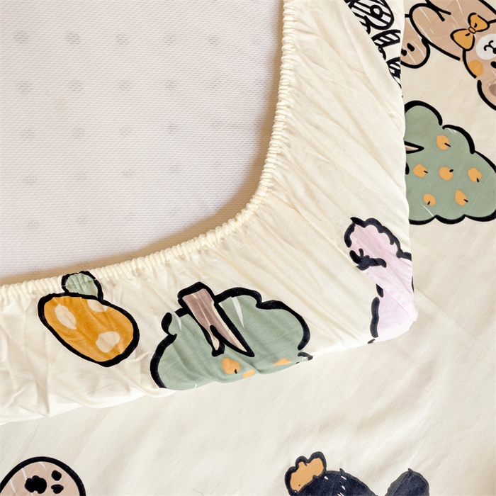 91家纺网 家纺一手货源 找家纺 名兮家居 2025新款全棉纯棉13372学生印花上下铺床笠单床笠单品床笠单件床笠 动物世界