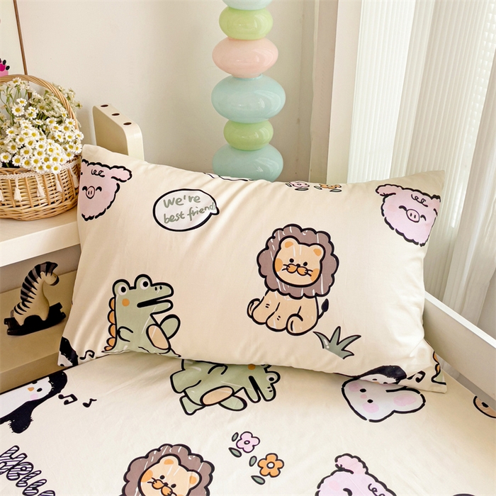 91家纺网 家纺一手货源 找家纺 名兮家居 2025新款全棉纯棉13372学生印花上下铺床笠单床笠单品床笠单件床笠 动物世界