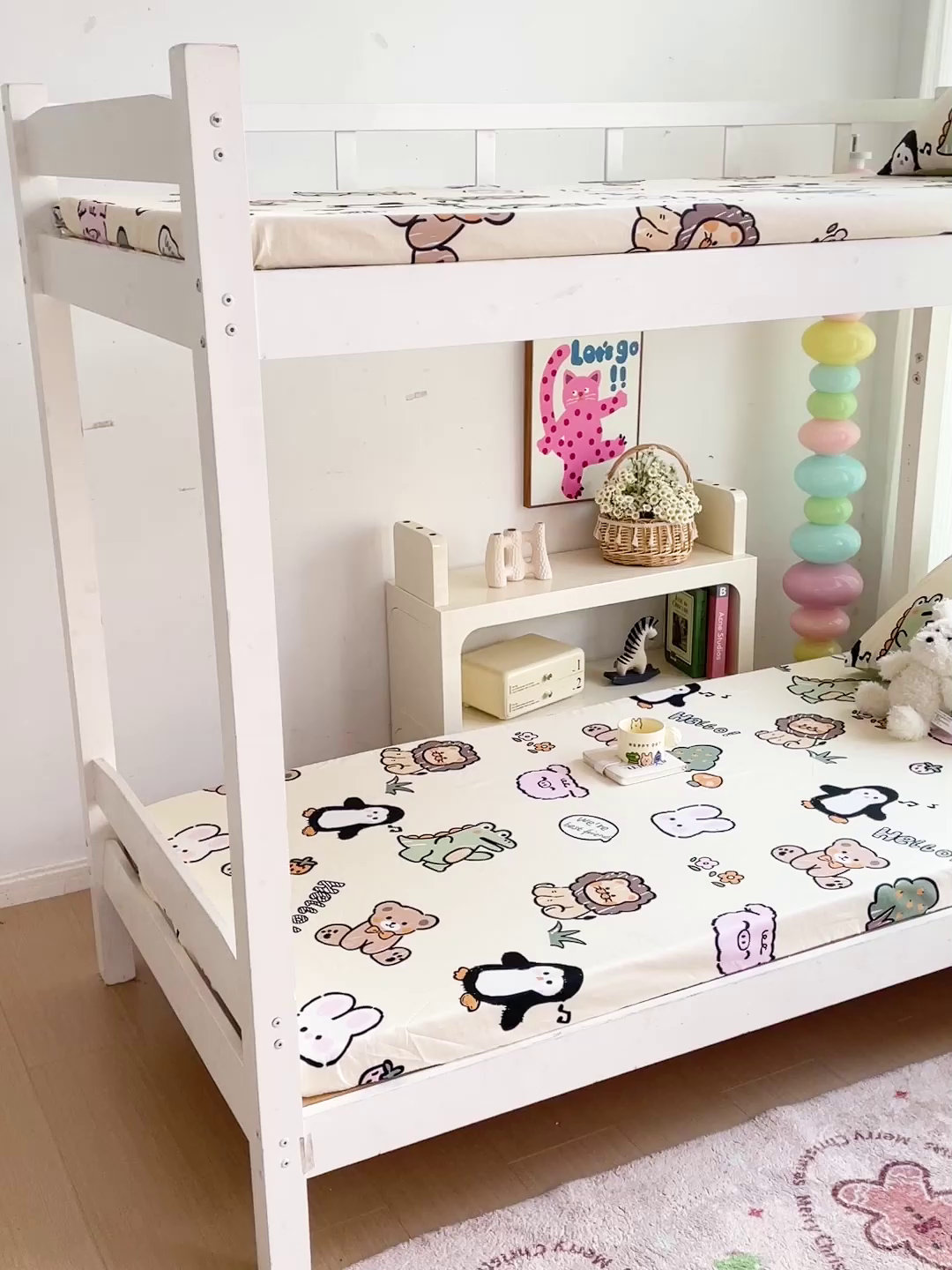 91家纺网 家纺一手货源 找家纺 名兮家居 2025新款全棉纯棉13372学生印花上下铺床笠单床笠单品床笠单件床笠 动物世界