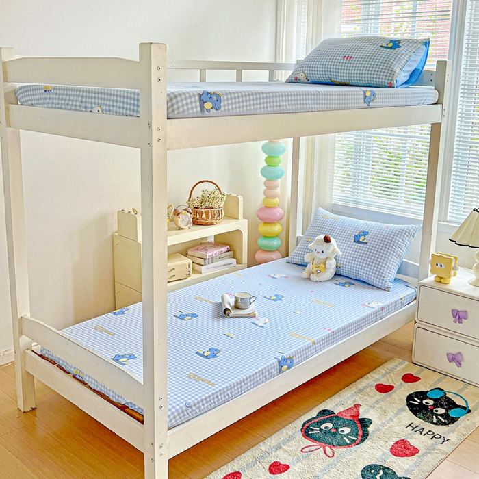 名兮家居 2025新款全棉纯棉13372学生印花上下铺床笠单床笠单品床笠单件床笠 格子恐龙