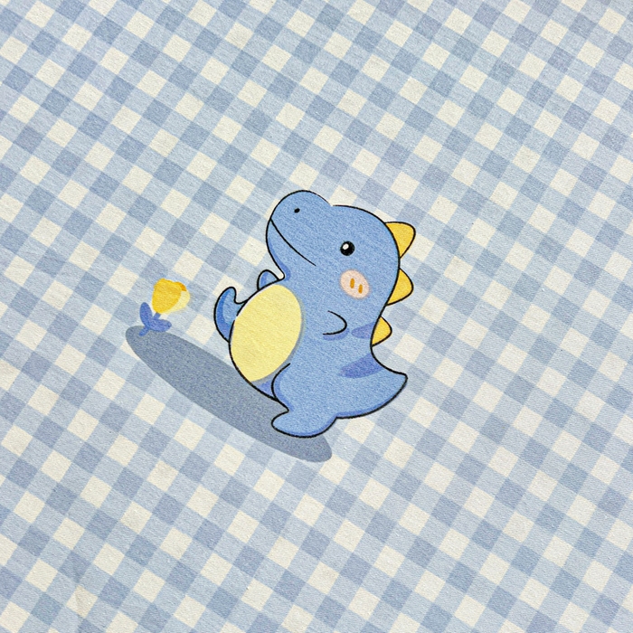 91家纺网 家纺一手货源 找家纺 名兮家居 2025新款全棉纯棉13372学生印花上下铺床笠单床笠单品床笠单件床笠 格子恐龙