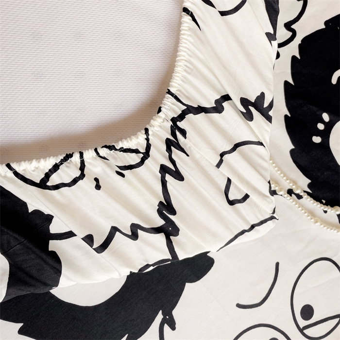 91家纺网 家纺一手货源 找家纺 名兮家居 2025新款全棉纯棉13372学生印花上下铺床笠单床笠单品床笠单件床笠 黑煤球