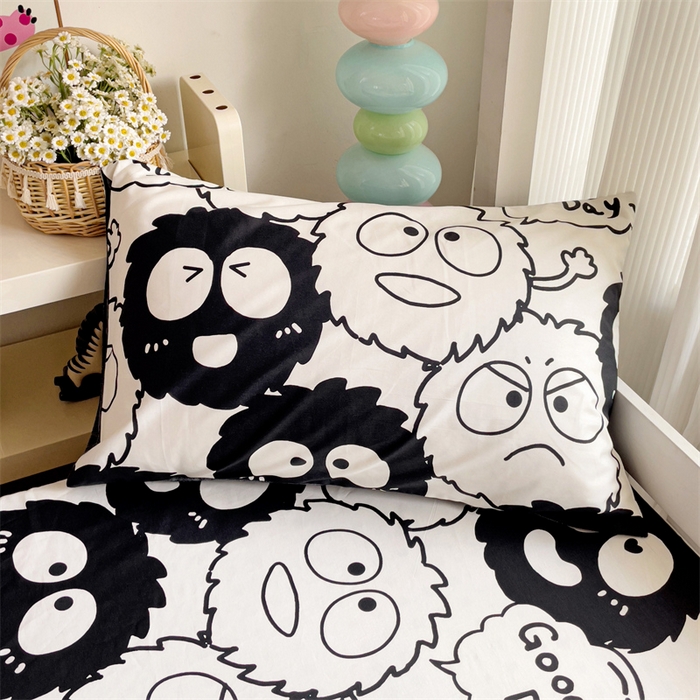 91家纺网 家纺一手货源 找家纺 名兮家居 2025新款全棉纯棉13372学生印花上下铺床笠单床笠单品床笠单件床笠 黑煤球