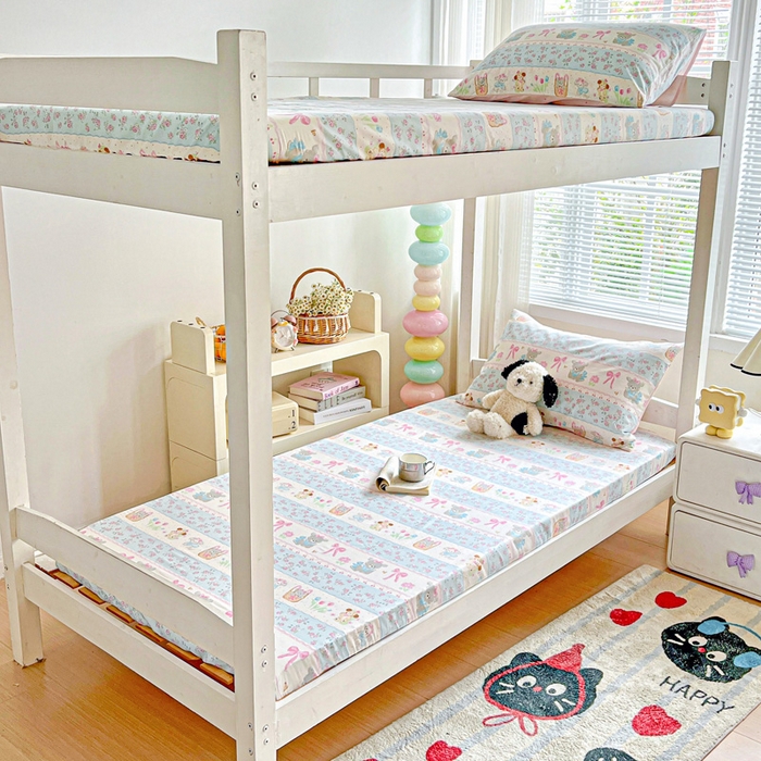 名兮家居 2025新款全棉纯棉13372学生印花上下铺床笠单床笠单品床笠单件床笠 花篮熊