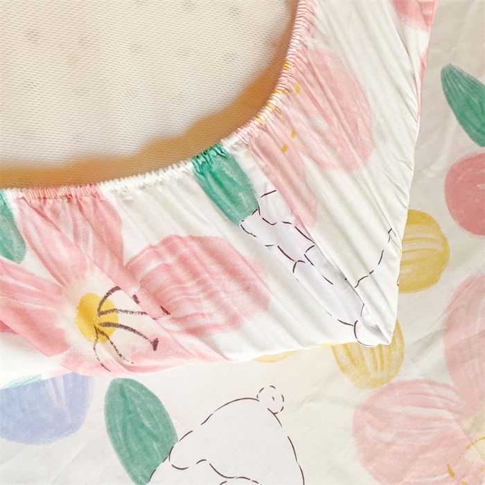 91家纺网 家纺一手货源 找家纺 名兮家居 2025新款全棉纯棉13372学生印花上下铺床笠单床笠单品床笠单件床笠 花甜粉