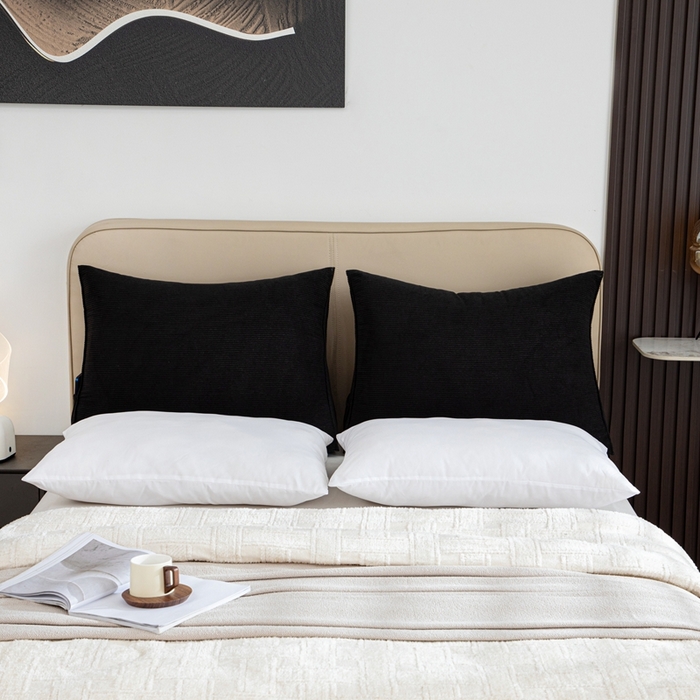 91家纺网 家纺一手货源 找家纺 沐沐家纺2026新款灯芯绒三角靠枕 黑色