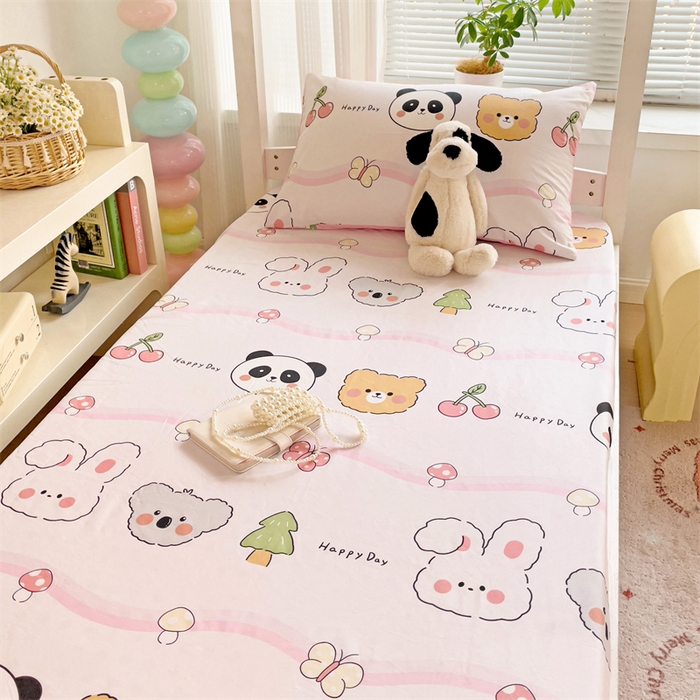 91家纺网 家纺一手货源 找家纺 名兮家居 2025新款全棉纯棉13372学生印花上下铺床笠单床笠单品床笠单件床笠 欢乐多多