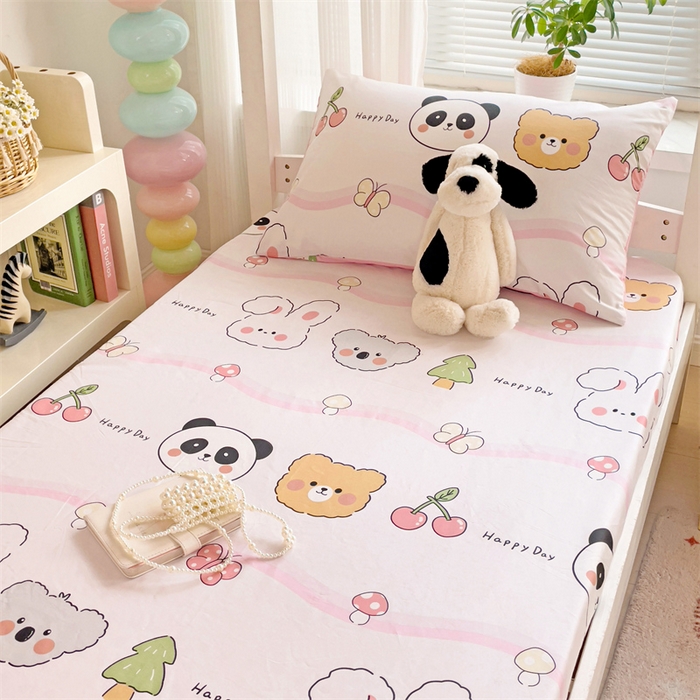 91家纺网 家纺一手货源 找家纺 名兮家居 2025新款全棉纯棉13372学生印花上下铺床笠单床笠单品床笠单件床笠 欢乐多多