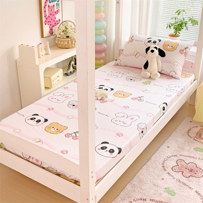 91家纺网 家纺一手货源 找家纺 名兮家居 2025新款全棉纯棉13372学生印花上下铺床笠单床笠单品床笠单件床笠 欢乐多多