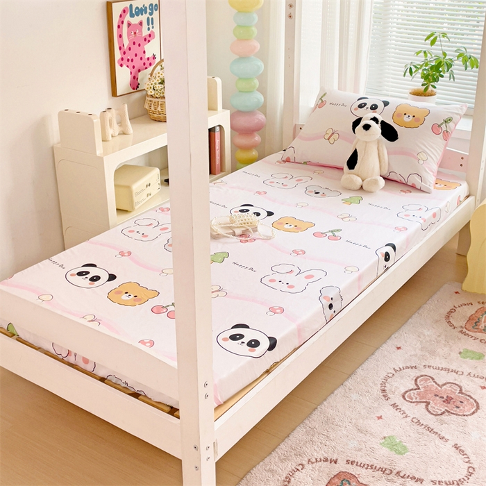 91家纺网 家纺一手货源 找家纺 名兮家居 2025新款全棉纯棉13372学生印花上下铺床笠单床笠单品床笠单件床笠 欢乐多多