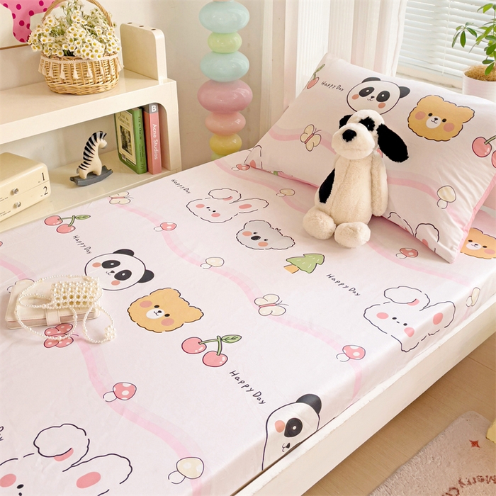 91家纺网 家纺一手货源 找家纺 名兮家居 2025新款全棉纯棉13372学生印花上下铺床笠单床笠单品床笠单件床笠 欢乐多多