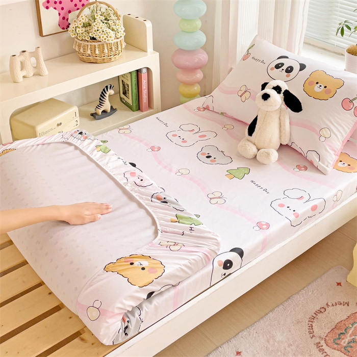 91家纺网 家纺一手货源 找家纺 名兮家居 2025新款全棉纯棉13372学生印花上下铺床笠单床笠单品床笠单件床笠 欢乐多多