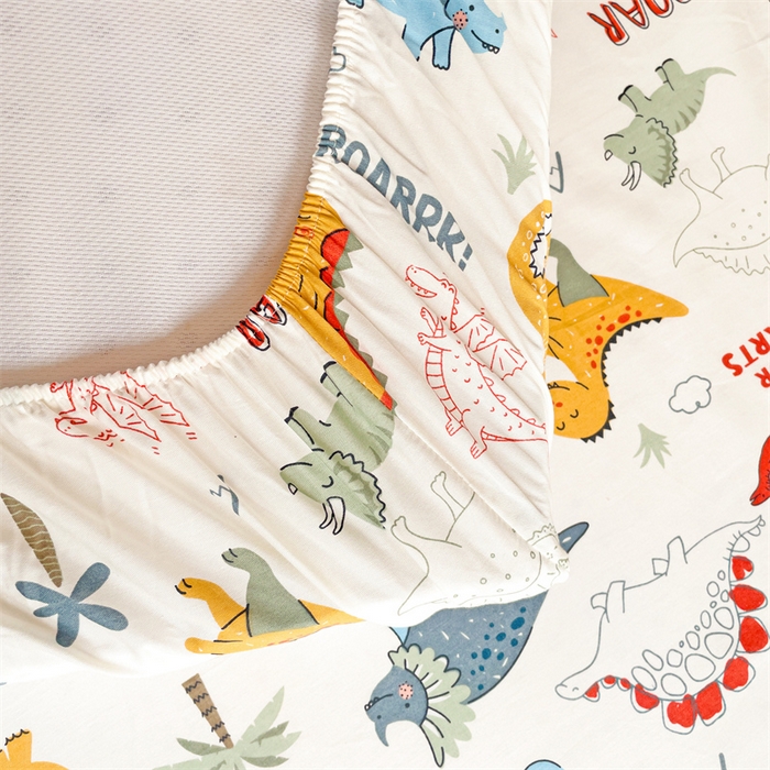 91家纺网 家纺一手货源 找家纺 名兮家居 2025新款全棉纯棉13372学生印花上下铺床笠单床笠单品床笠单件床笠 恐龙王国