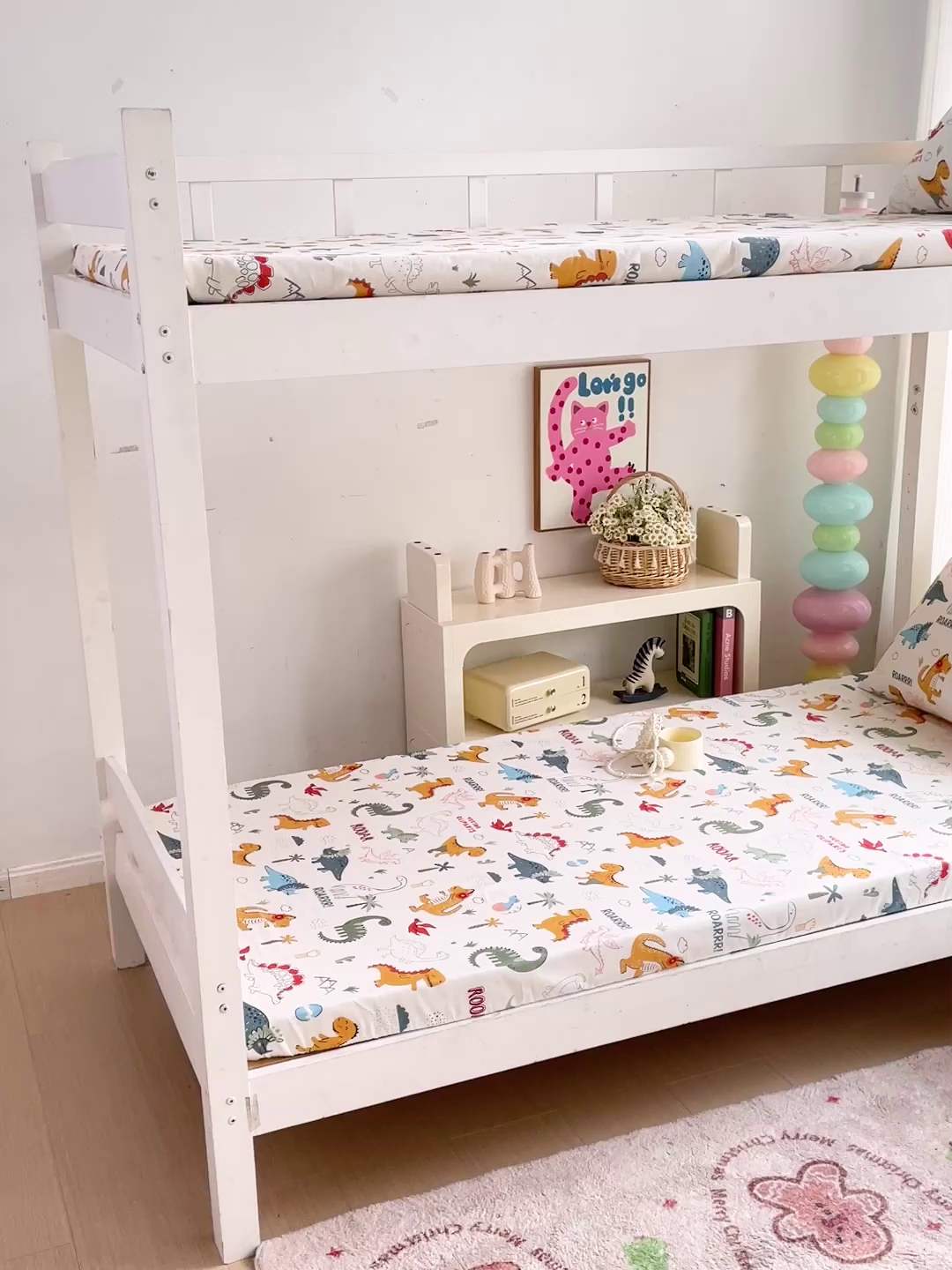 91家纺网 家纺一手货源 找家纺 名兮家居 2025新款全棉纯棉13372学生印花上下铺床笠单床笠单品床笠单件床笠 恐龙王国